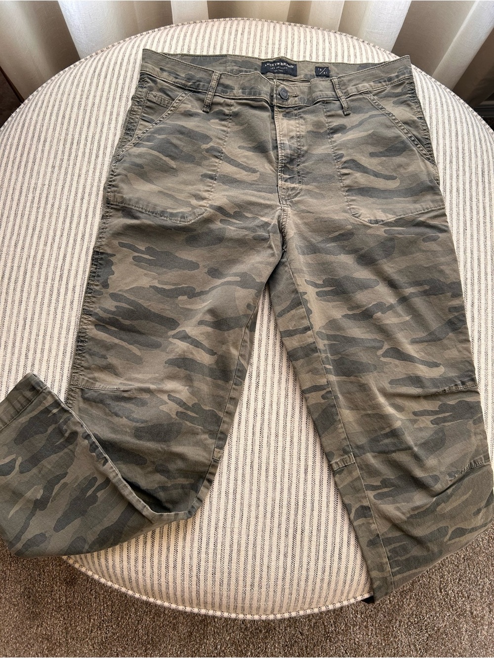 Lucky Brand Women’s Camo Cargo Pants in Olive/Tan